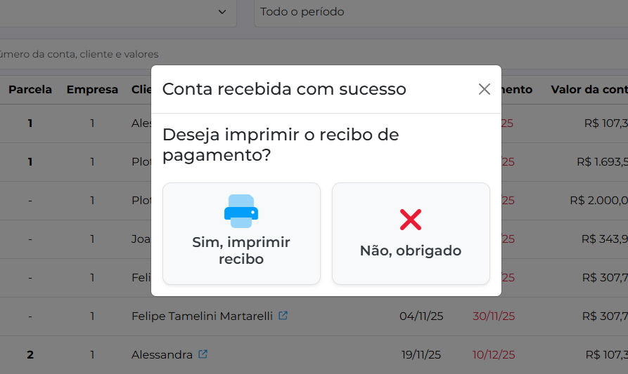Opcao de recibo no MaxFlow