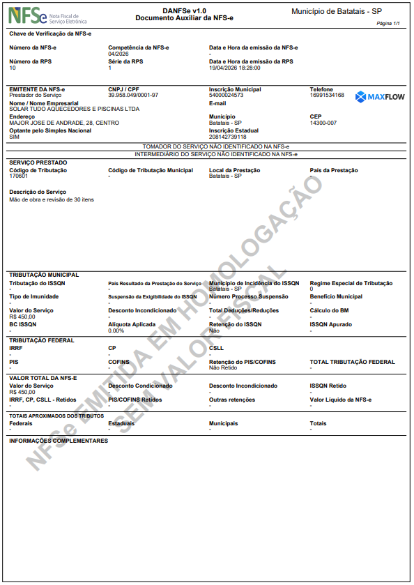 Documentos fiscais no MaxFlow